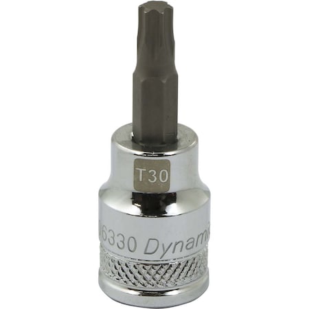 Dynamic Tools 3/8 Drive Torx Head, T30 Bit Regular Length, Chrome Socket D006330
